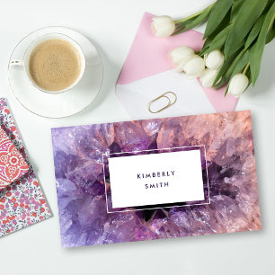 Purple amethyst gemstone mineral professional business card