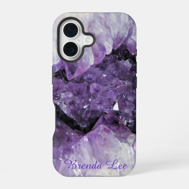 Purple Amethyst Geode  iPhone 16 Case (Back)