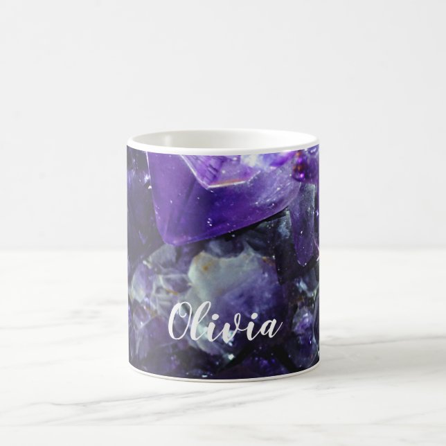 Purple amethyst Personalised Name Coffee Mug (Center)