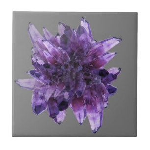 PURPLE AMETHYST QUARTZ CRYSTALS MINERAL TILE