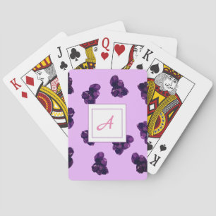 Purple Amethyst Stones  Monogram  Playing Cards