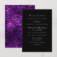 Purple Amethyst Tiger Black White Minimal Birthay