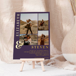 Purple ampersand 4 photo grid wedding gold