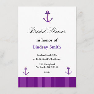 Purple Anchor Bridal Shower Invitation