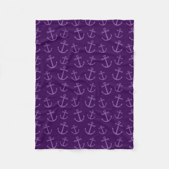 Purple anchor pattern fleece blanket (Front)