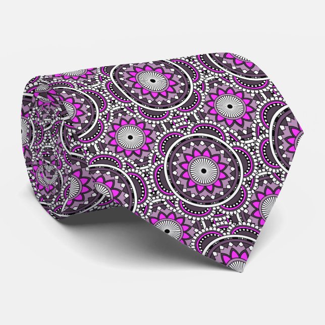 Purple ancient Islamic mandala pattern Tie (Rolled)