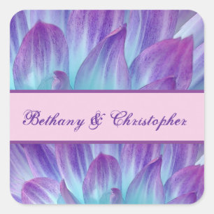 PURPLE and AQUA DAHLIA Wedding Collection 001 Square Sticker