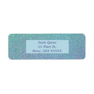Purple and Aqua Glitter Return Address Label