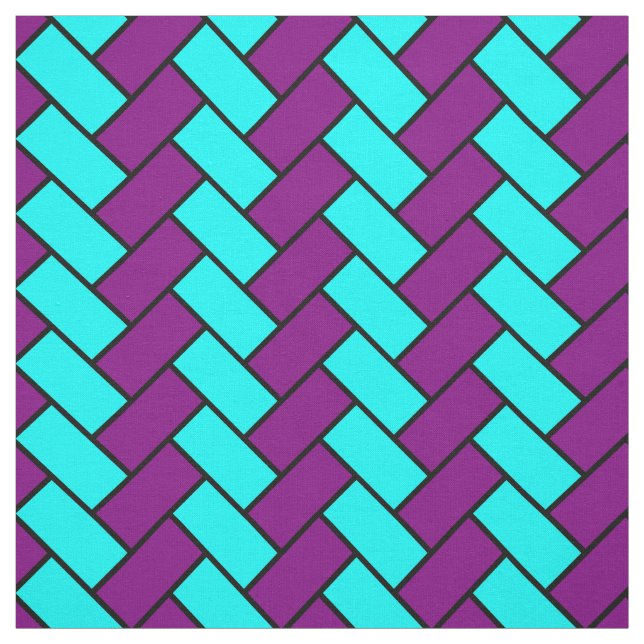 Purple and Aqua Herringbone Fabric (Swatch)