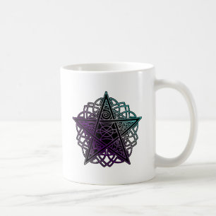 Purple and aqua intricate pentacle coffee mug