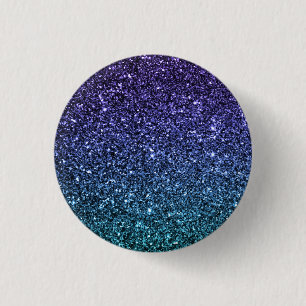 Purple and Aqua Ombre Faux Glitter 3 Cm Round Badge