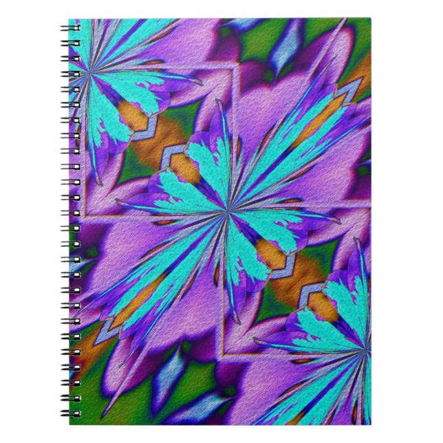Purple and Aqua Shapes Abstract Art Notebook (Front)