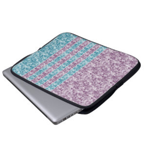 Purple and Aqua Stripe Splash Design Laptop Sleeve