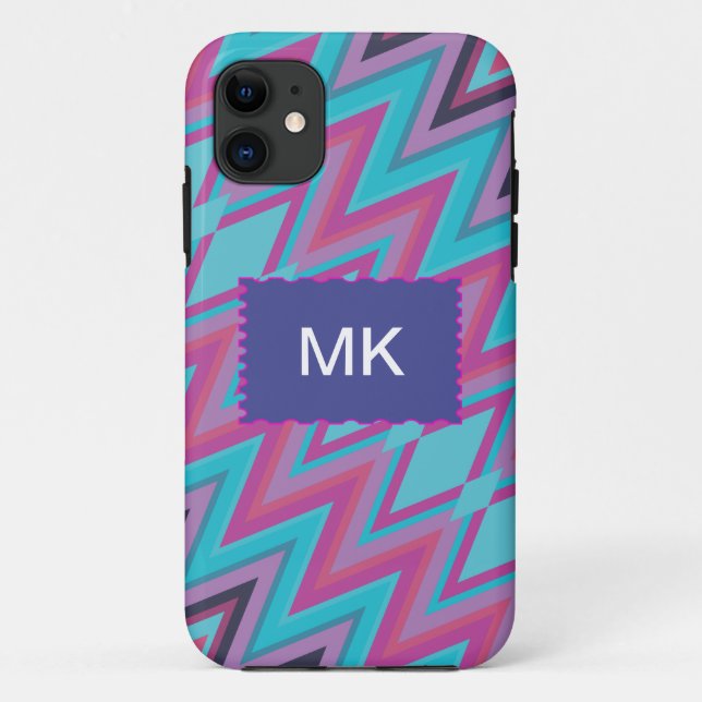 Purple and Aqua Tribal Case-Mate iPhone Case (Back)