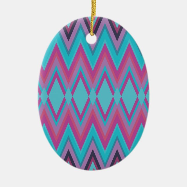 Purple and Aqua Tribal Ceramic Ornament (Front)