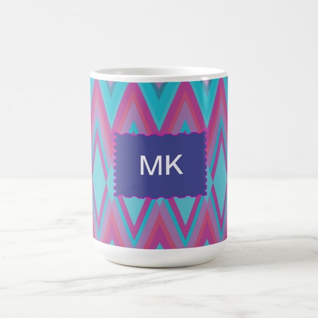 Purple and Aqua Tribal Coffee Mug (Center)