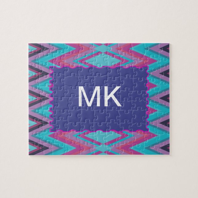 Purple and Aqua Tribal Jigsaw Puzzle (Horizontal)