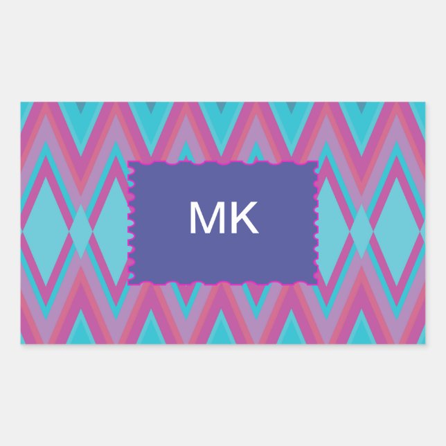 Purple and Aqua Tribal Rectangular Sticker (Front)