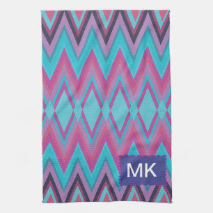 Purple and Aqua Tribal Tea Towel