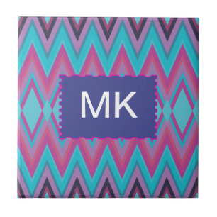 Purple and Aqua Tribal Tile