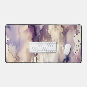  Purple and Beige Abstract Watercolor Desk Mat