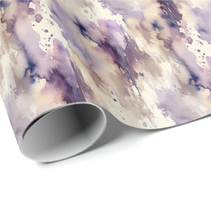  Purple and Beige Abstract Watercolor Wrapping Paper