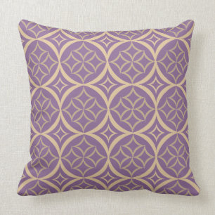 Purple and beige diamond pattern Throw Pillow
