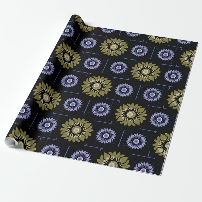 Purple and Beige Lotus Wrapping Paper (Unrolled)