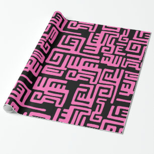 Purple and Black African Print  Wrapping Paper