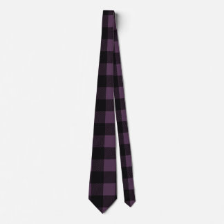 Purple and Black Buffalo Check Plaid Pattern Tie