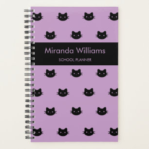 Purple And Black Cat Planner