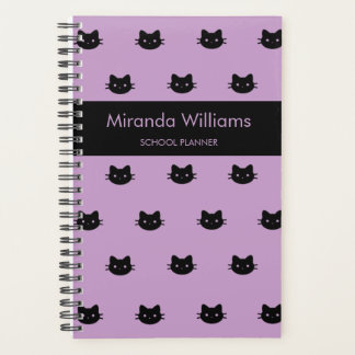 Purple And Black Cat Planner