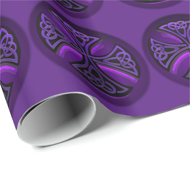 Purple and Black Celtic Cross Wrapping Paper (Roll Corner)