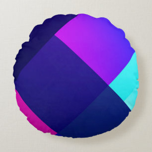 Purple and black checkered illustration round cushion