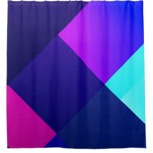 Purple and black chequered illustration shower curtain