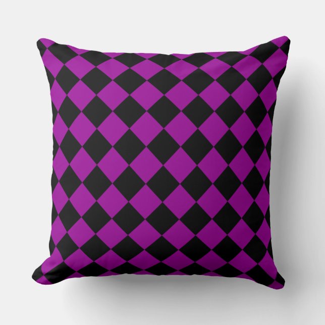 Purple and Black Chequered Pattern Cushion (Front)