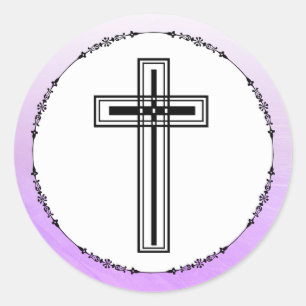 Purple and Black Cross Religious Stickers