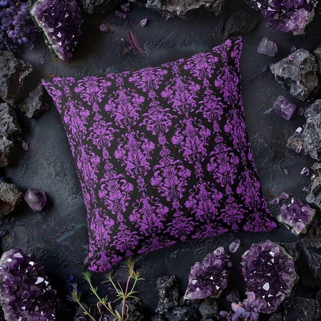 Purple and Black Damask Cushion (Creator Uploaded)
