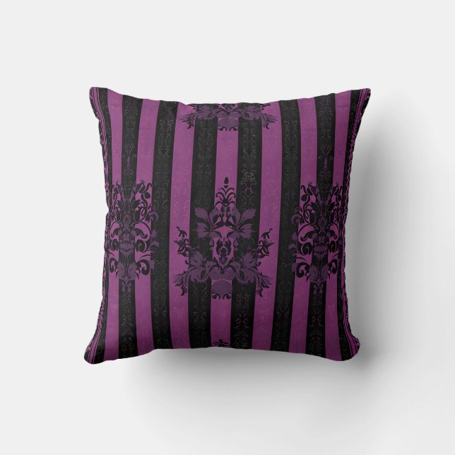  Purple and Black Damask Pattern Cushion (Back)