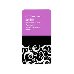 Purple and Black Damask Swirls Address Labels
