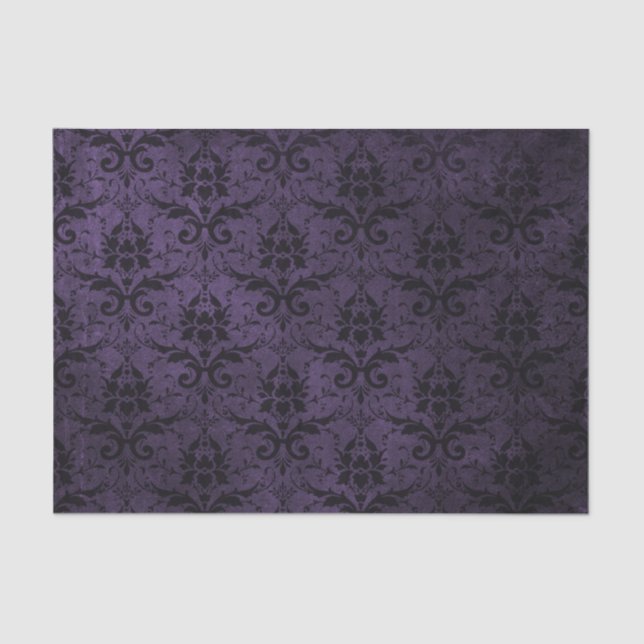 Purple and Black Damask Tissue Paper (Front)
