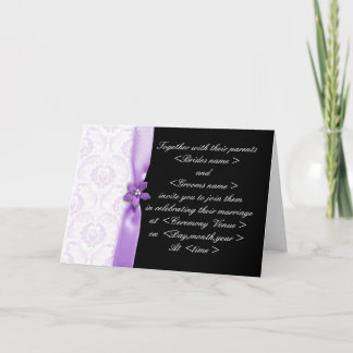 Purple and black Damask Wedding invitation