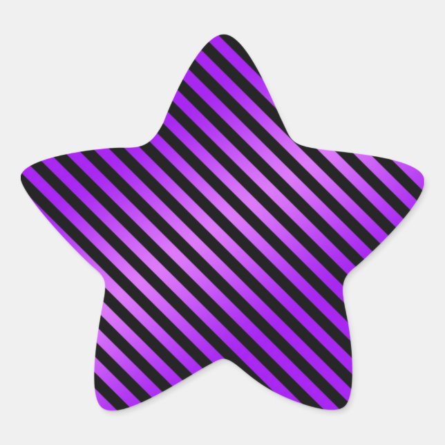 Purple and Black Diagonal Stripes Star Sticker (Front)