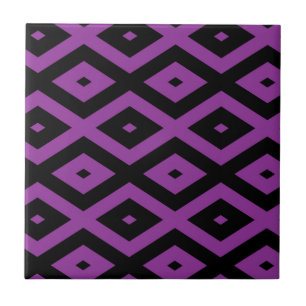 Purple and black diamond pattern ceramic tile