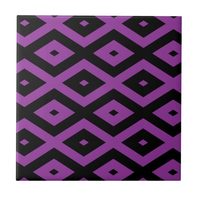 Purple and black diamond pattern ceramic tile (Front)