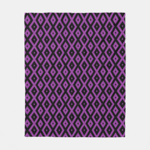 Purple and black diamond pattern fleece blanket