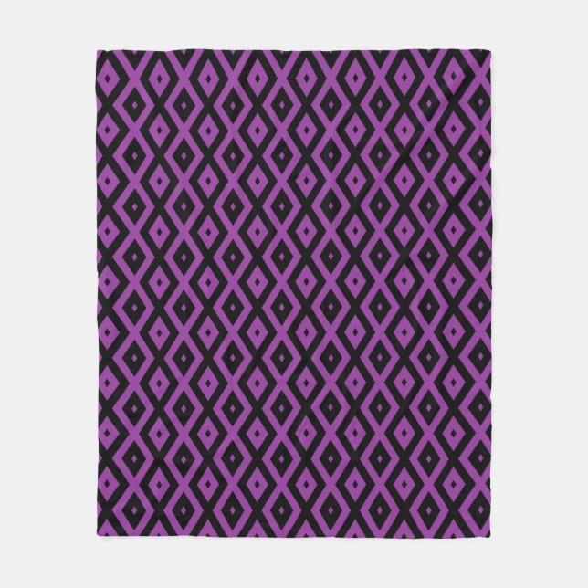 Purple and black diamond pattern fleece blanket (Front)