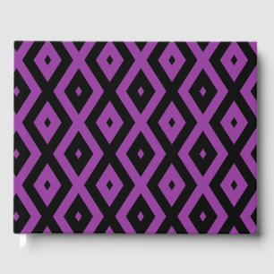 Purple and black diamond pattern guest book