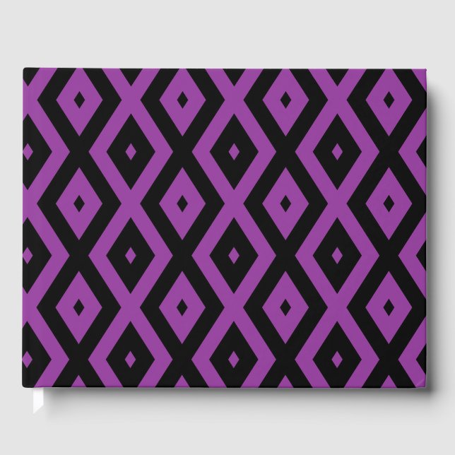 Purple and black diamond pattern guest book (Front)