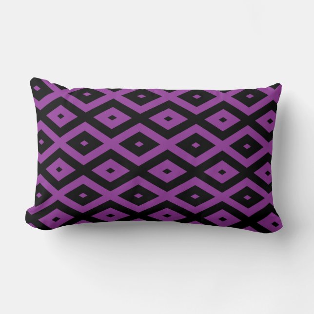 Purple and black diamond pattern lumbar cushion (Front)